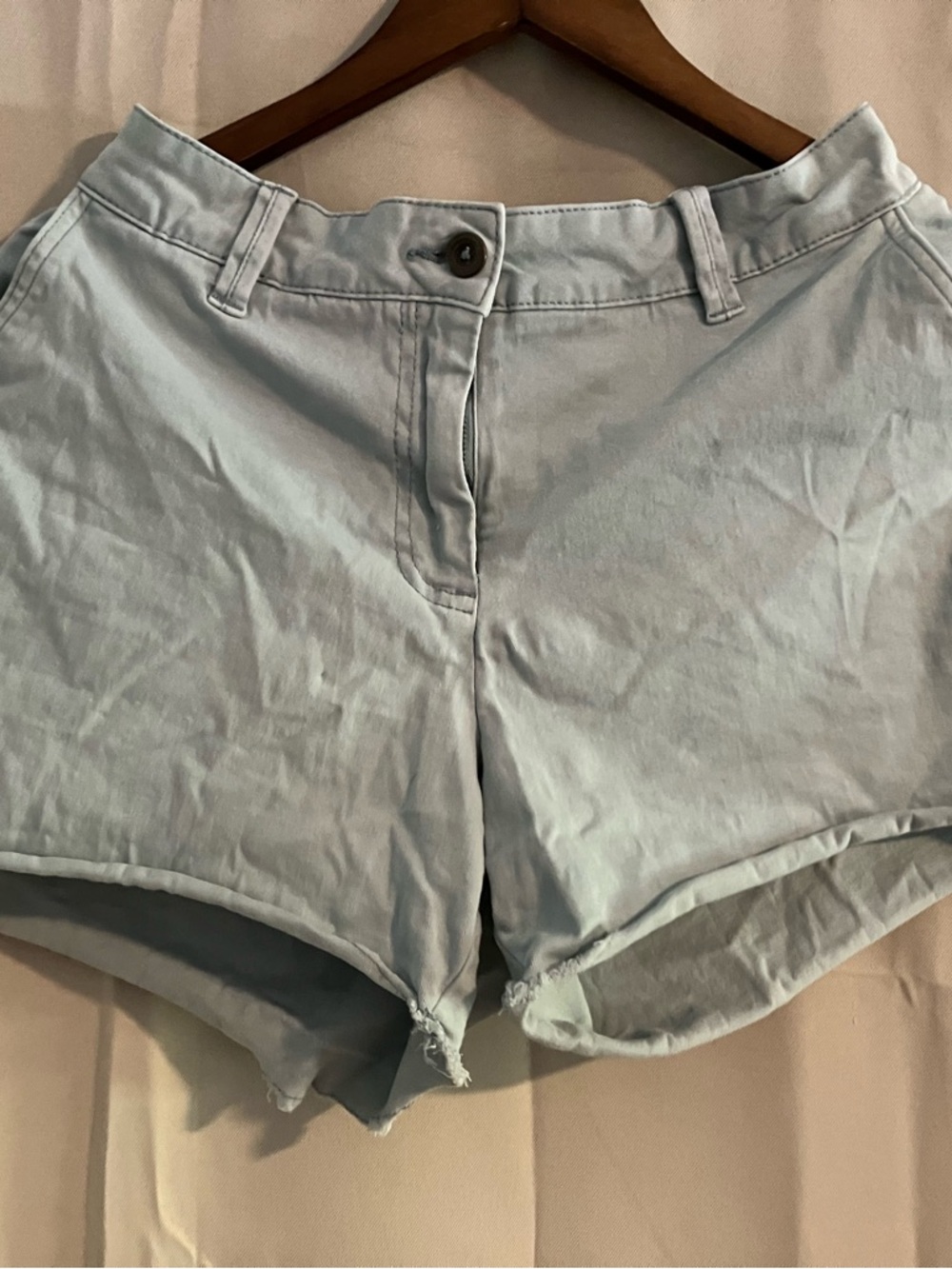 Light Blue Women's High-Rise Casual Shorts - 100% Cotton